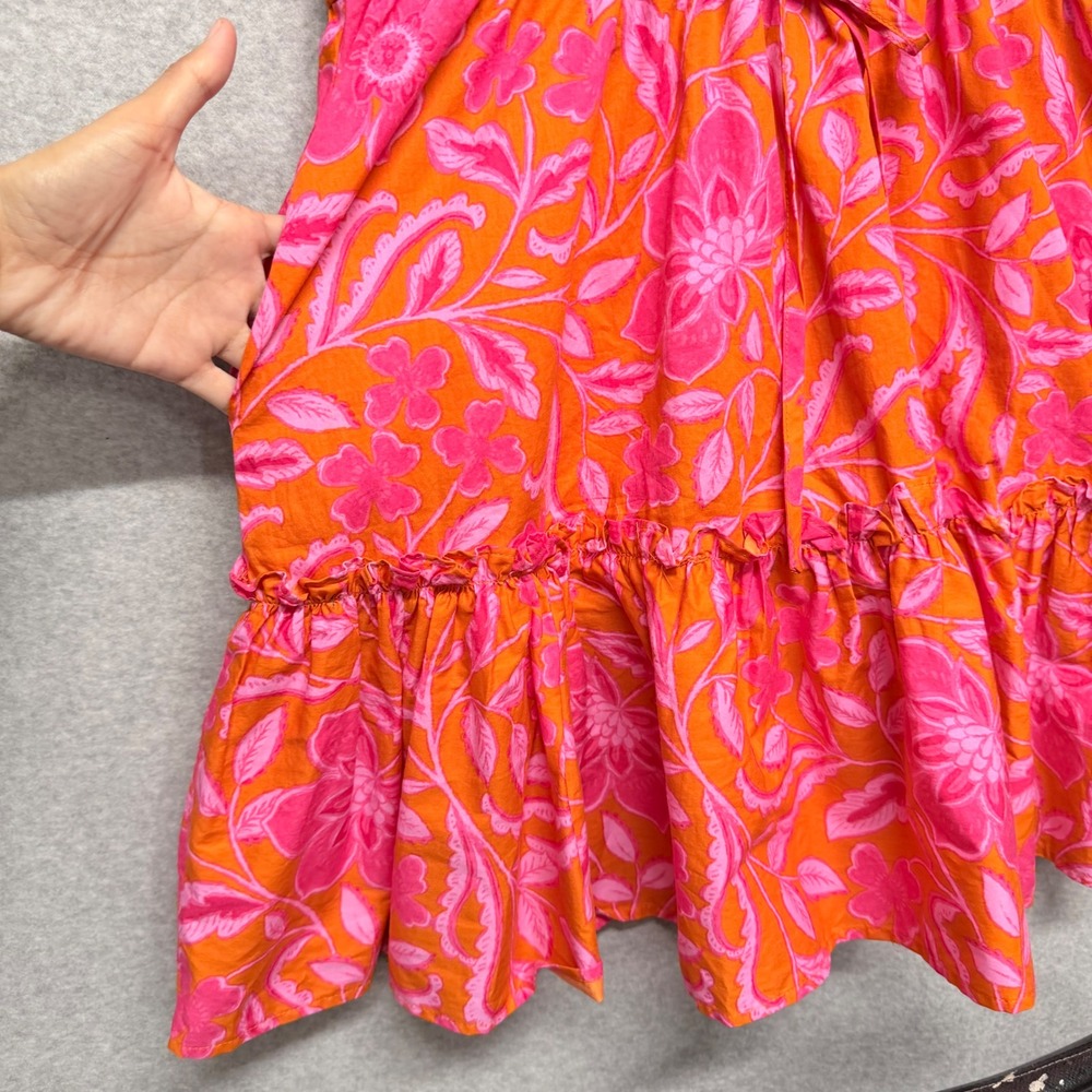 Sugarlips Dress Women S Pink Floral Boho Tiered Puff Sleeve Pockets Feminine - Picture 8 of 14